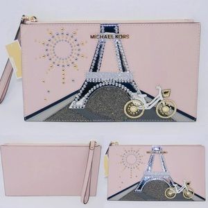 Michael Kors Nouveau Novelty Paris Zip Wristlet